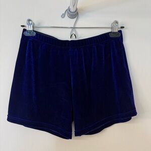 Jed North Sapphire Blue Faux Velvet Biker Shorts | Soft Stretchy 100% Polyester